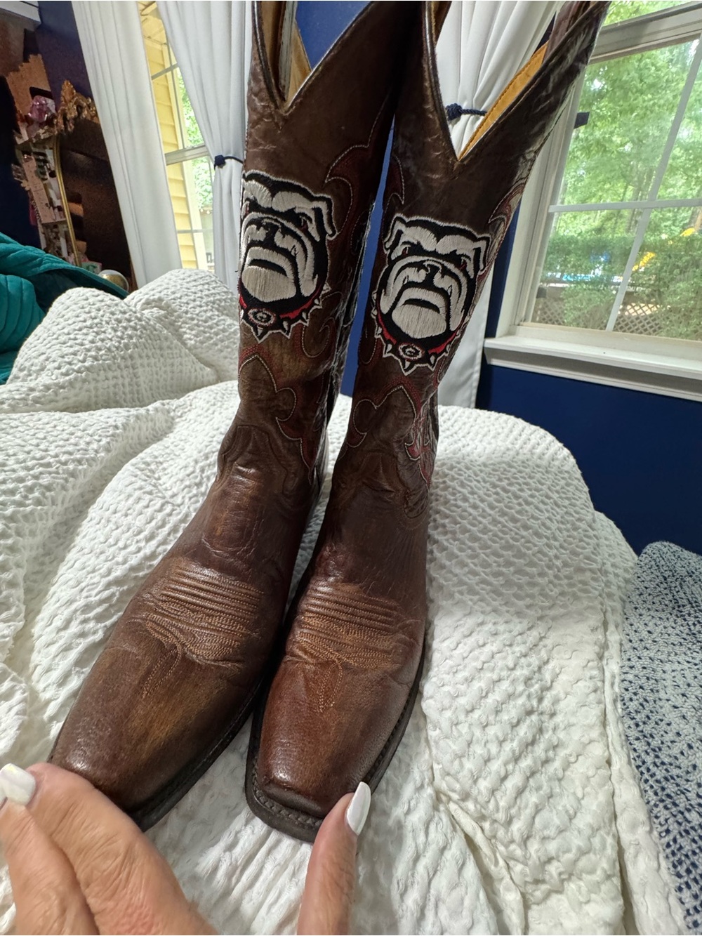 Georgia Game Day Brown Embroidered Bulldog Cowboy Boots – Western Boot
